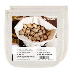 Oksoar Nut Milk Bag for Straining Reusable (2 Pack) Organic Cheesecloth 100% Unbleached Natural Pure Cotton Nut Bag Strainer for Straining Milk, Celery Juice, Coffee, Yogurt and Cheese Making 12x12